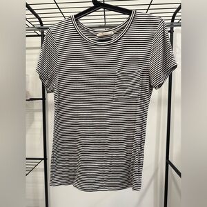 Active USA Black and White Striped Short Sleeve Tee